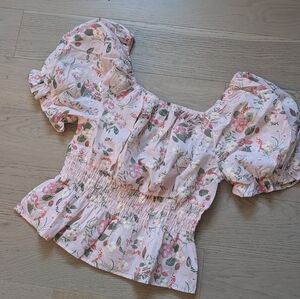Alice Blue Floral Blouse in Soft Pink